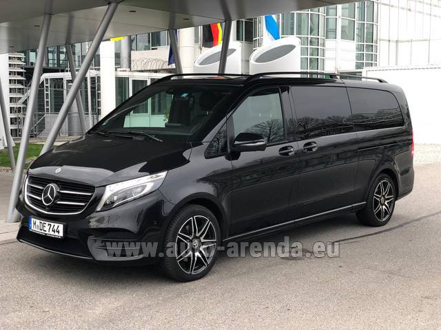 Transfer from Munich Airport General Aviation Terminal GAT to Ingolstadt by Mercedes-Benz V300d 4MATIC EXCLUSIVE Edition Long LUXURY SEATS AMG Equipment car